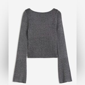 Silver glitter low back flare long sleeve